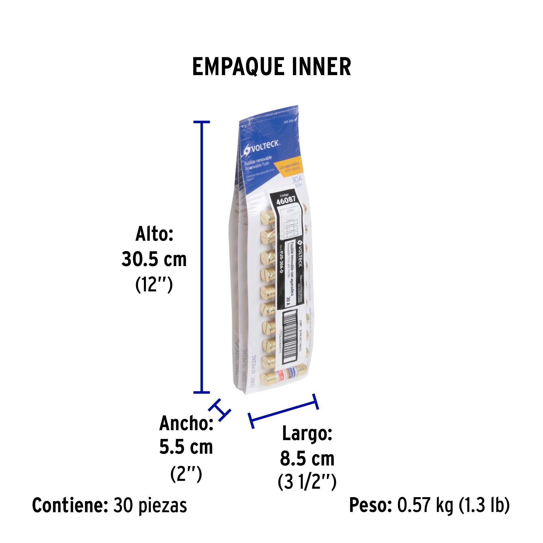 Tarjeta despachadora con 10 fusibles 30 A con agarradera | FUS-30A-D | 46087