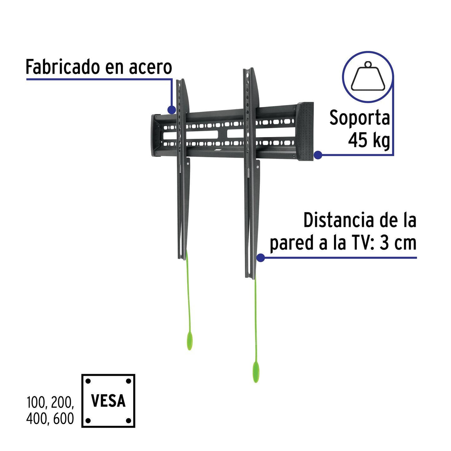 Soporte para pantallas de 32' a 70', fijo, Volteck | TVSF-70 | 46092