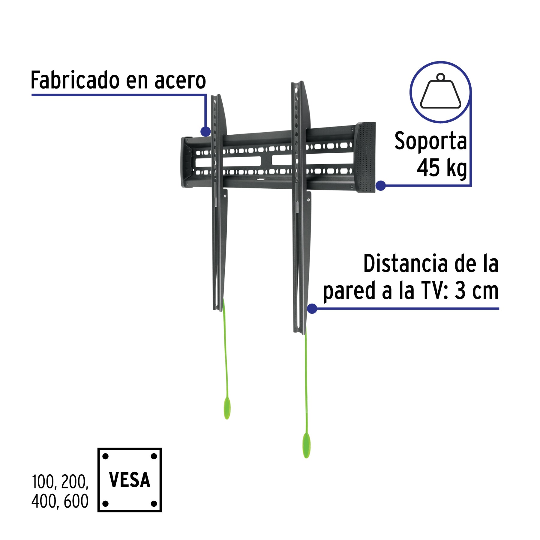 Soporte para pantallas de 32' a 70', fijo, Volteck | TVSF-70 | 46092