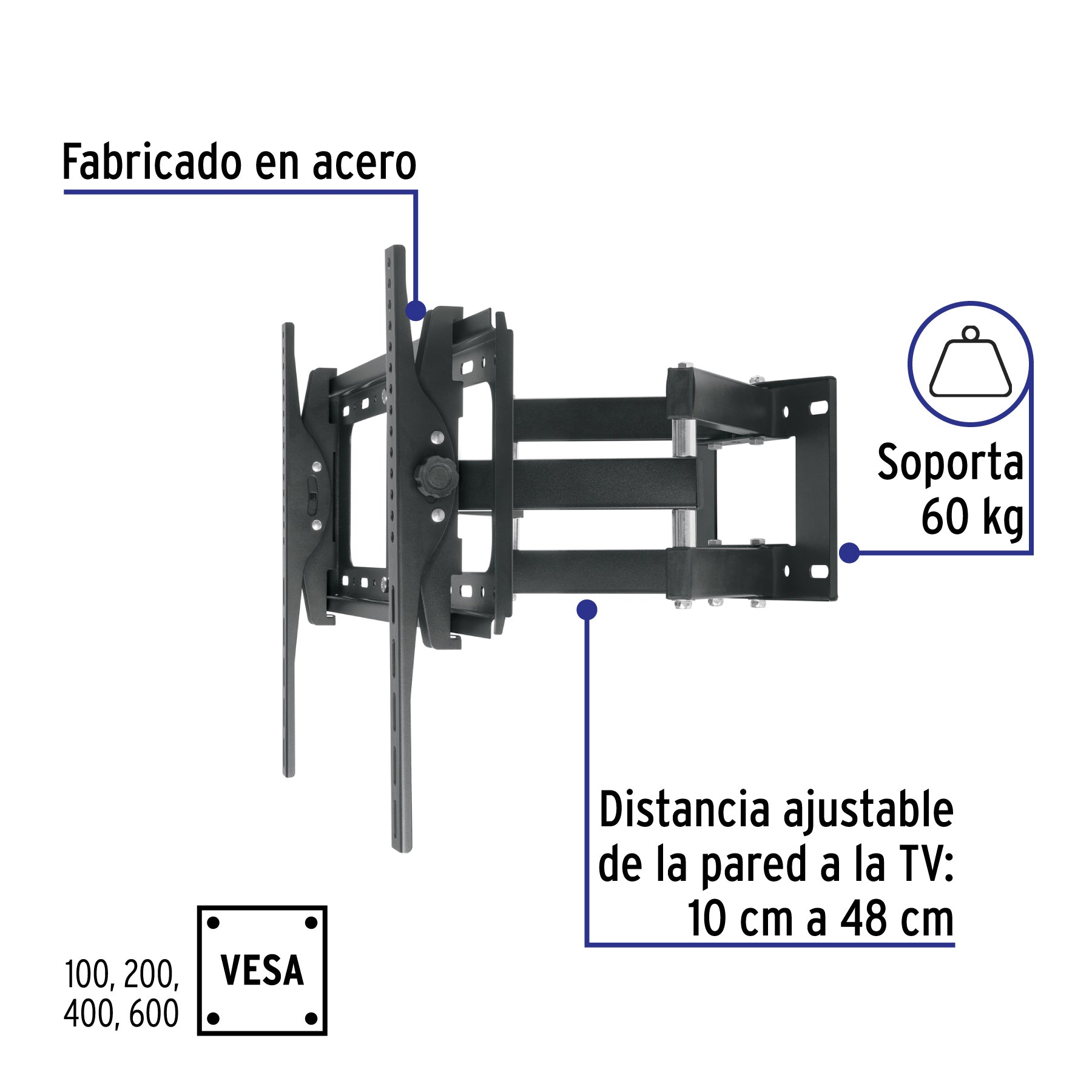 Soporte para pantallas 26' a 65' mov. angular y articulado | TVSM-65 | 46096