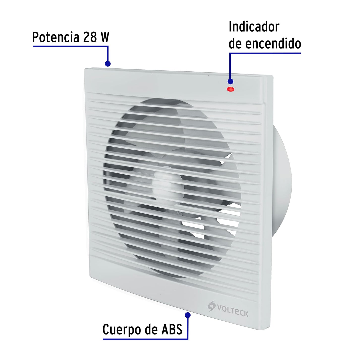 Extractor de aire de 8', blanco, VOLTECK | EXA-8B | 46099