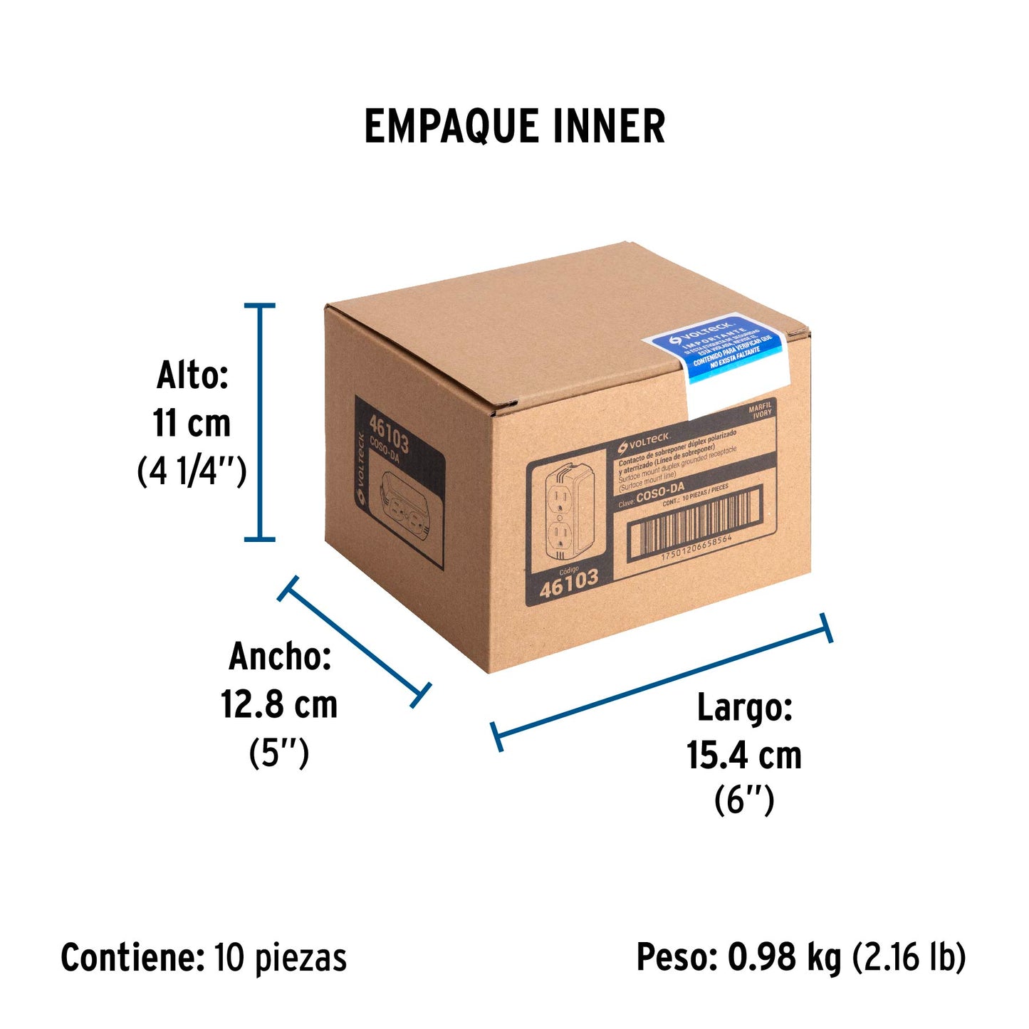 Contacto de sobreponer dúplex, 2 polos+ tierra, baquelita | COSO-DA | 46103