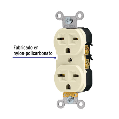 Contacto dúplex, cara de chino, Standard, marfil, Volteck | CODO-CHS | 46104