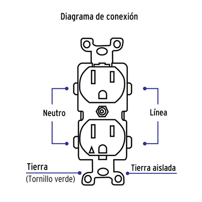 Contacto dúplex, tierra aislada, 15 A, línea standard | CODO-TAS | 46105