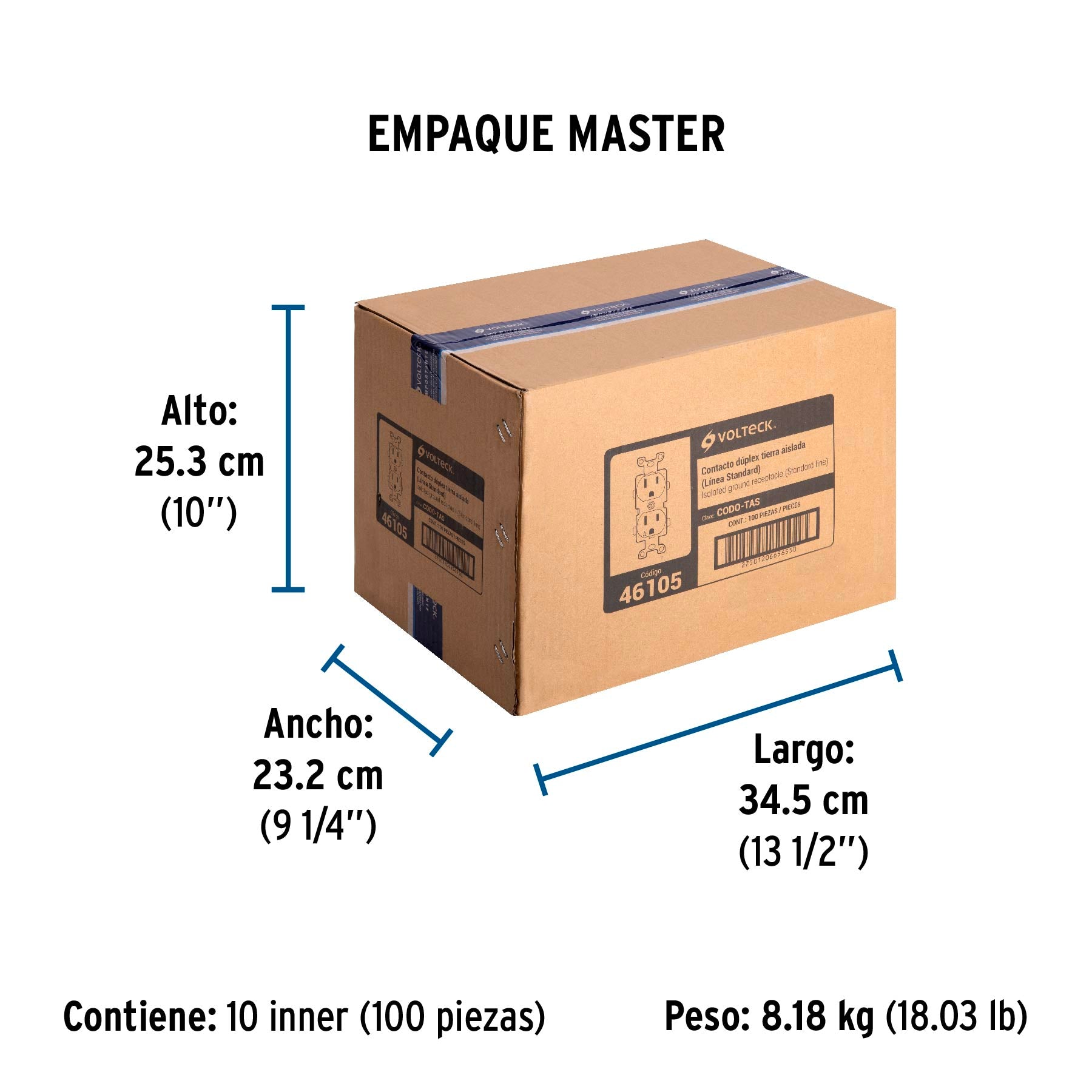 Contacto dúplex, tierra aislada, 15 A, línea standard | CODO-TAS | 46105