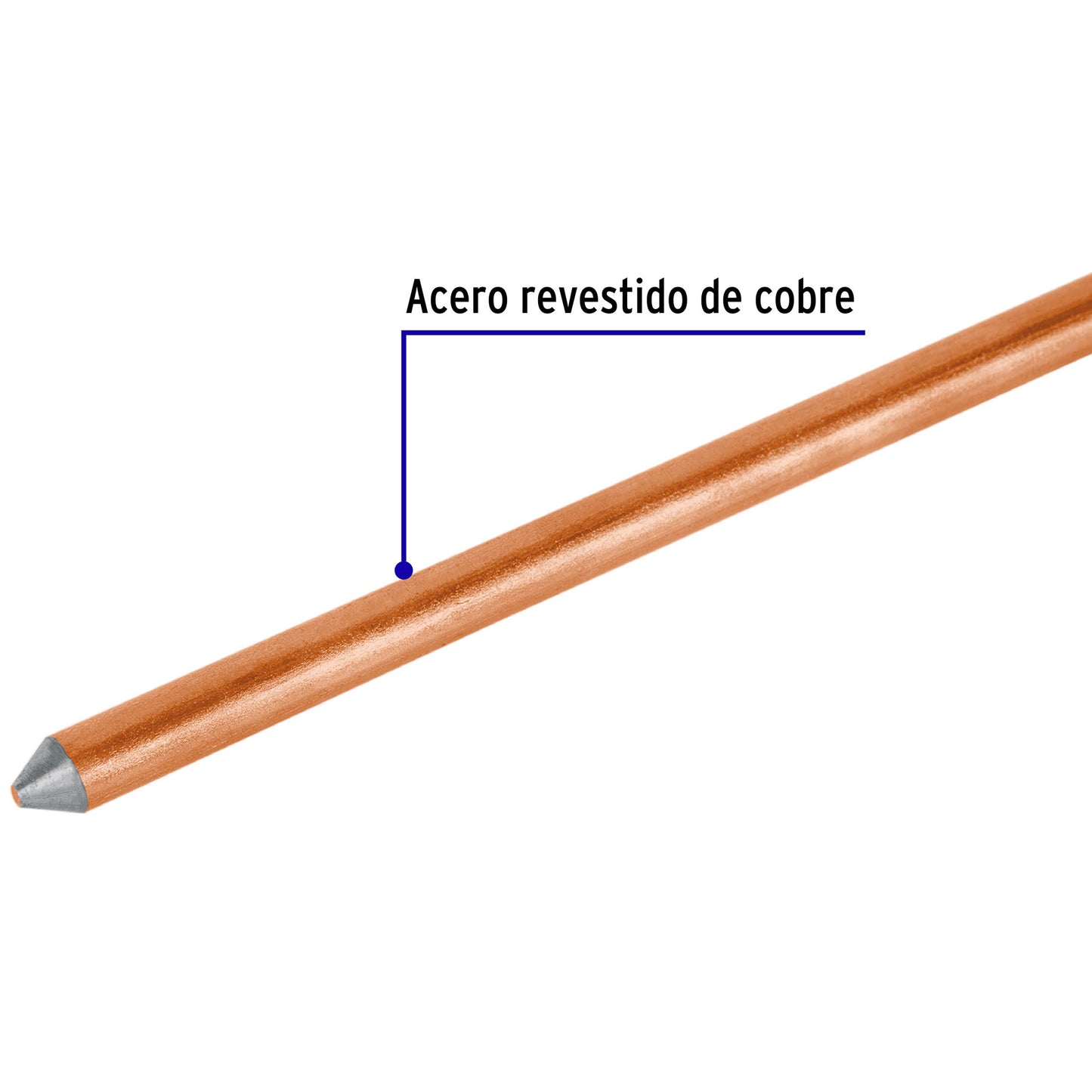 Varilla de 1.5 m, acero revestido de cobre, de 1/2' Volteck | VT-15 | 46124