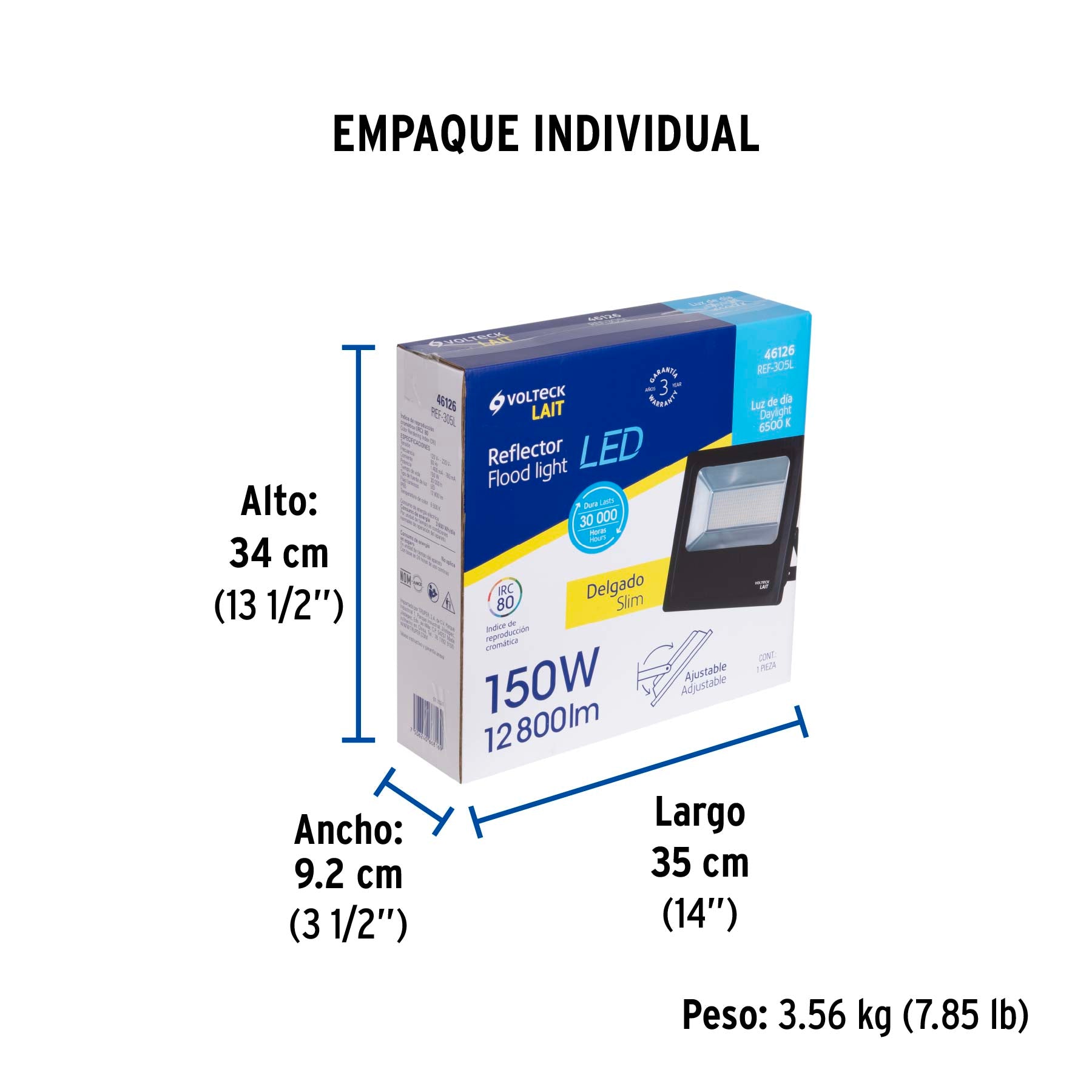 Reflector LED para exteriores 150W 6500K, VOLTECK | REF-305L | 46126