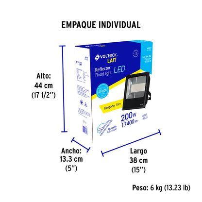 Reflector LED para exteriores 200W 6500K, VOLTECK | REF-306L | 46127