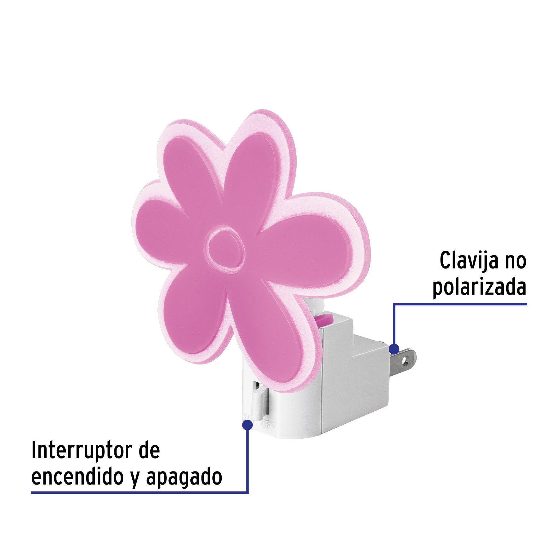 Luz de noche con lámpara E12, flor, Volteck | LUZ-01 | 46130