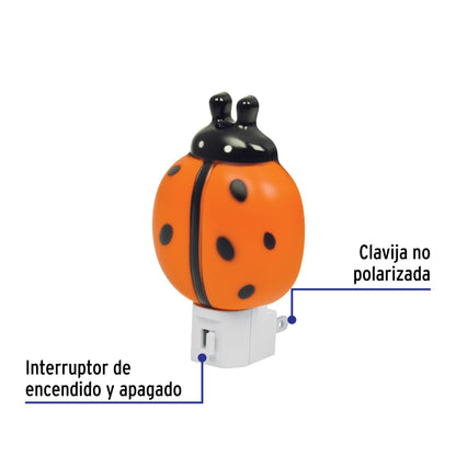 Luz de noche con lámpara E12, catarina, Volteck | LUZ-03 | 46132