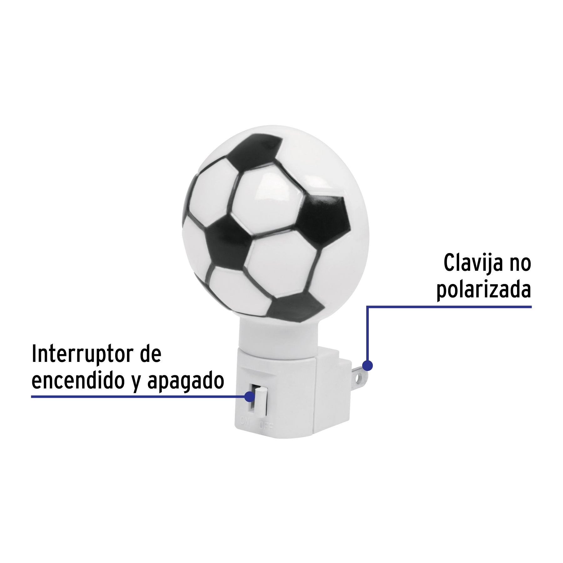Luz de noche con lámpara E12, balón soccer, Volteck | LUZ-04 | 46133