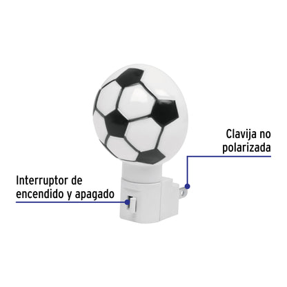 Luz de noche con lámpara E12, balón soccer, Volteck | LUZ-04 | 46133