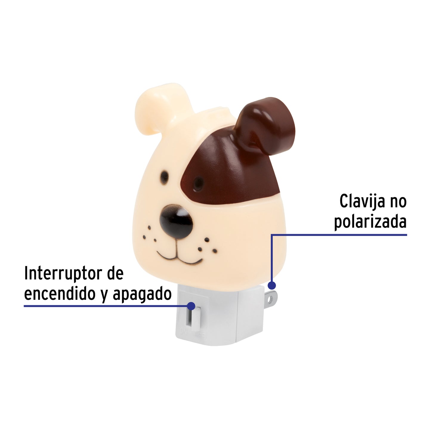 Luz de noche con lámpara E12, perro, Volteck | LUZ-06 | 46135