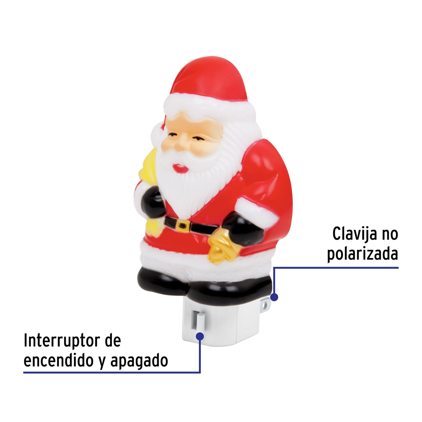 Luz de noche con lámpara E12, Santa Claus, Volteck | LUZ-07 | 46136