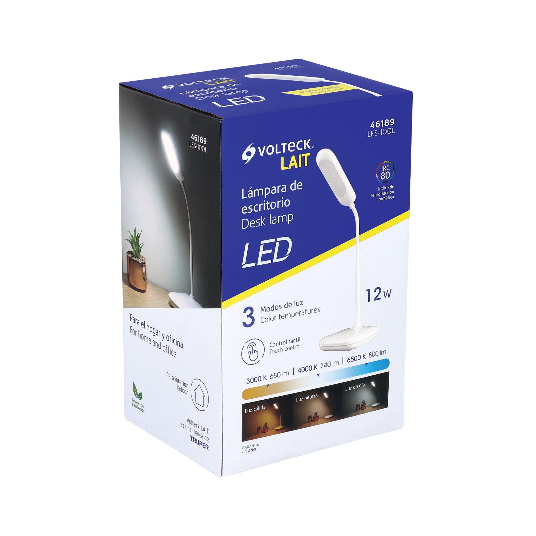Lámpara de LED 5W cuello flexible para escritorio, Volteck | LES-100L | 46189