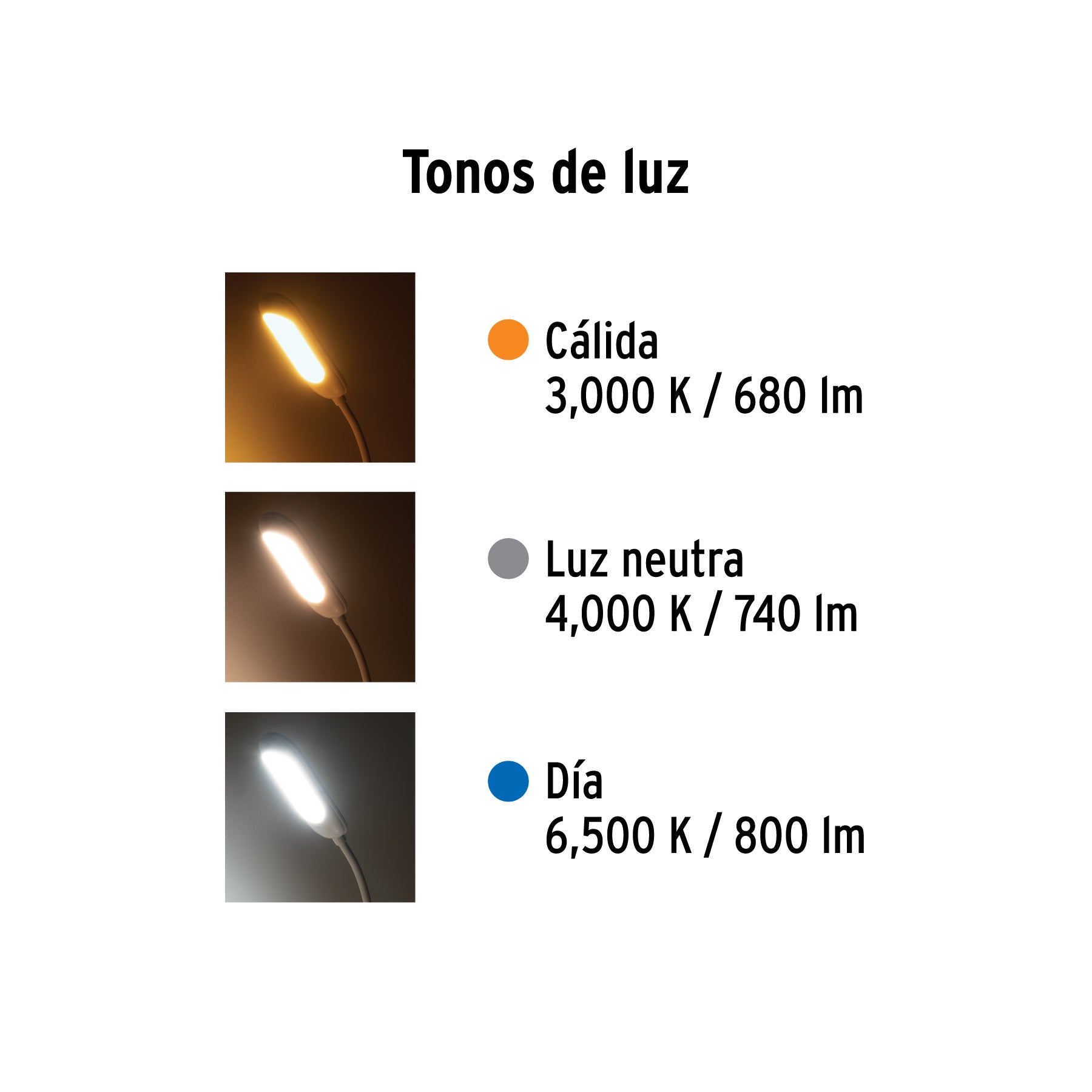 Lámpara de LED 5W cuello flexible para escritorio, Volteck | LES-100L | 46189