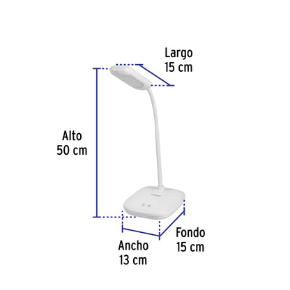 Lámpara de LED 5W cuello flexible para escritorio, Volteck | LES-100L | 46189