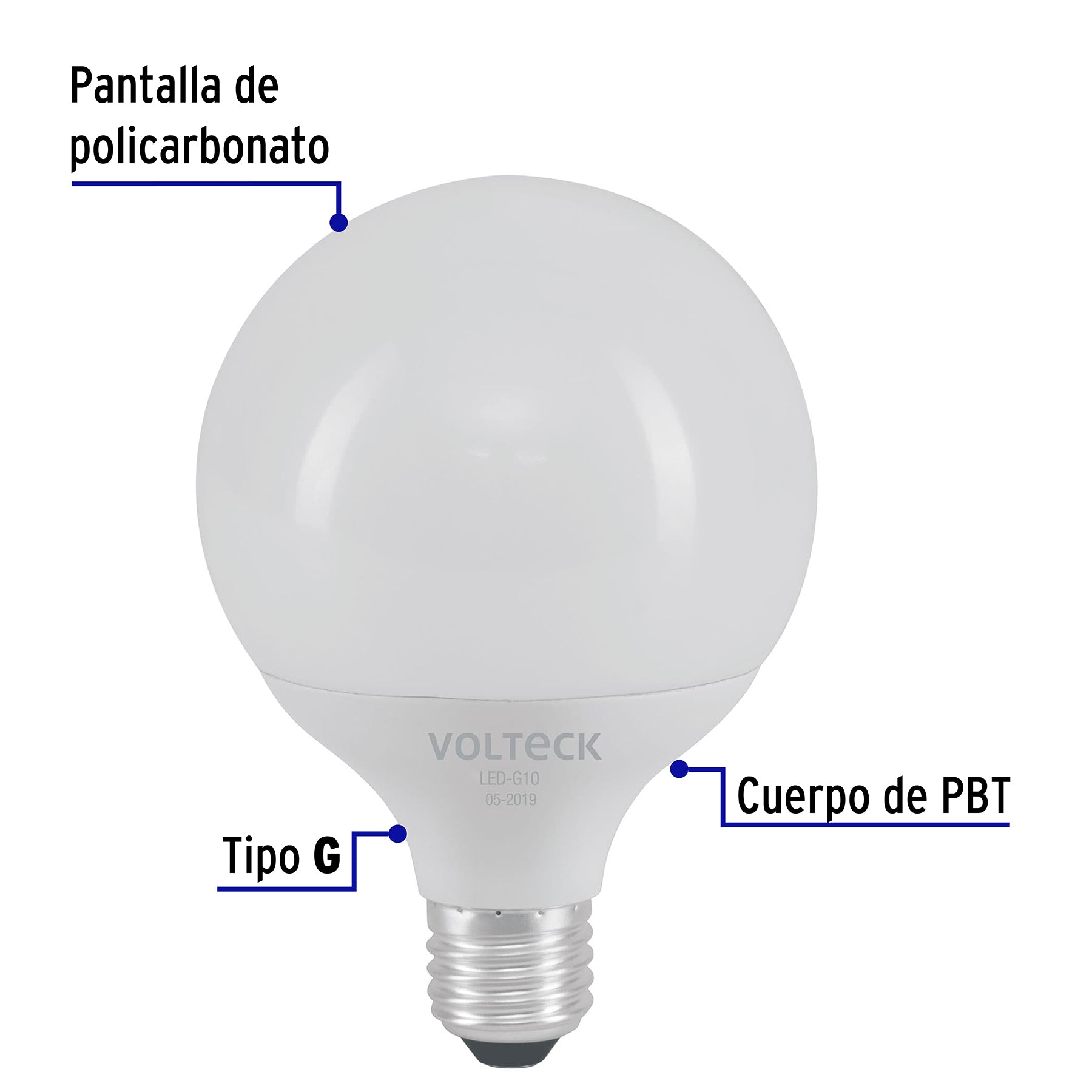 Lámpara de LED tipo globo 8 W luz de día, en caja, Volteck | LED-G10 | 46195