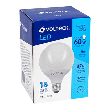 Lámpara de LED tipo globo 8 W luz de día, en caja, Volteck | LED-G10 | 46195
