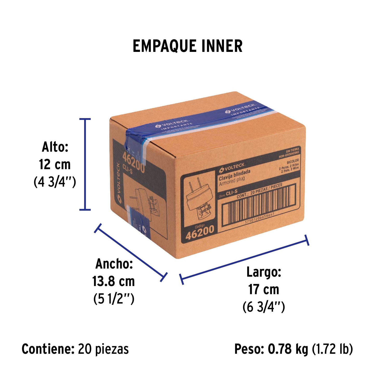 Clavija industrial blindada polarizada, Volteck | CLI-S | 46200