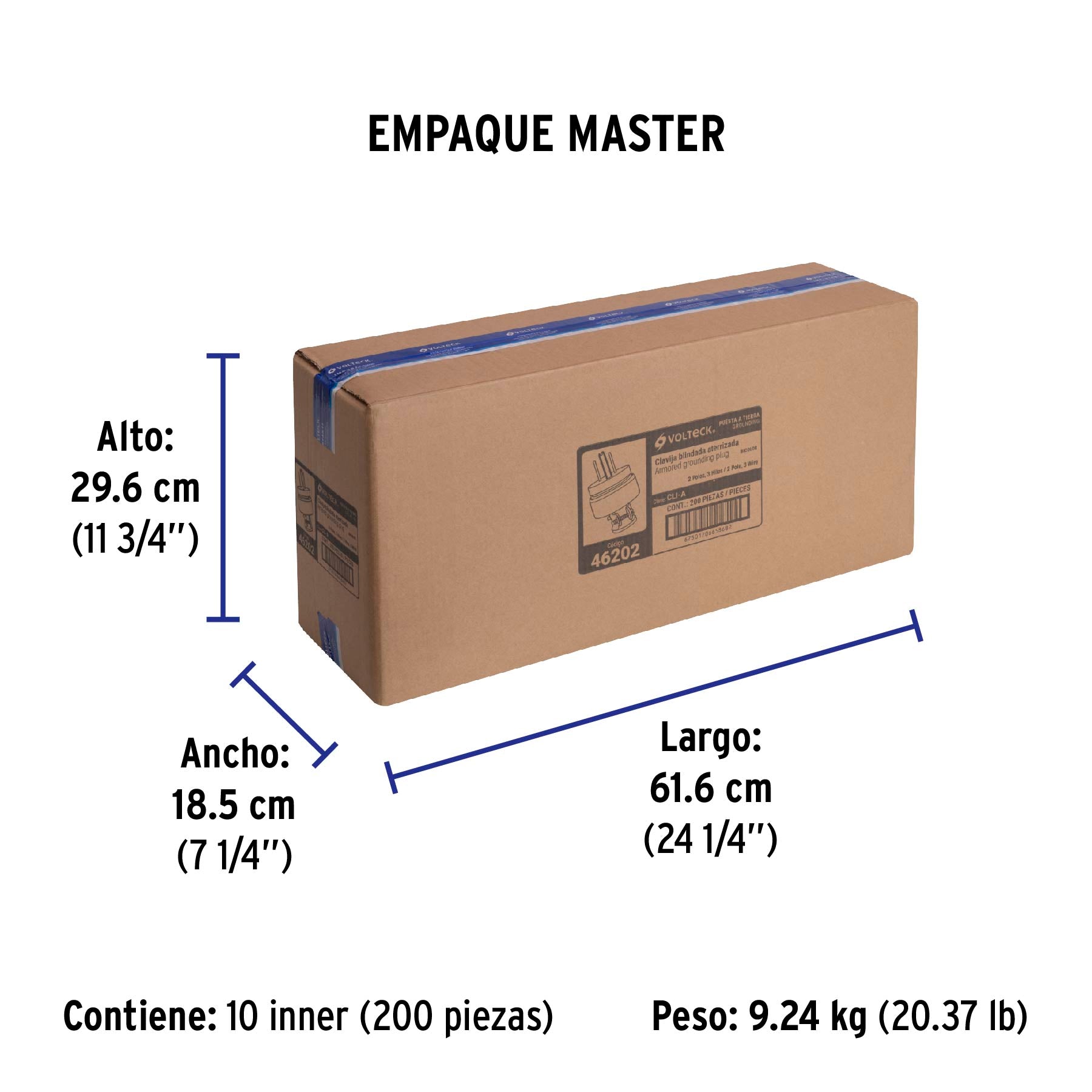 Clavija industrial blindada aterrizada, 2 polos+tierra | CLI-A | 46202