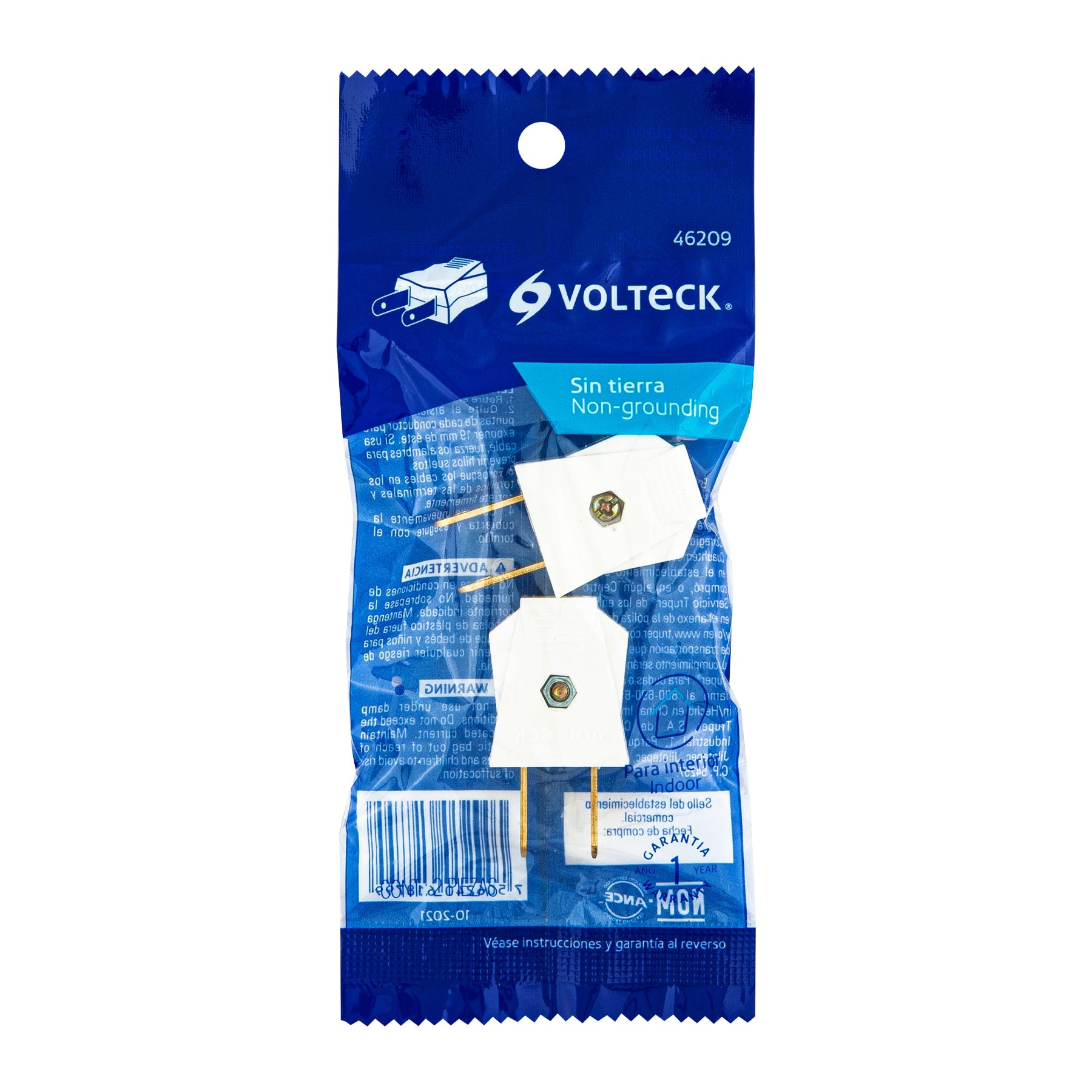 2 Clavijas no polarizadas planas de policarbonato, Volteck | CL-PL | 46209