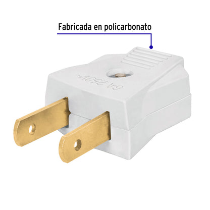 2 Clavijas no polarizadas planas de policarbonato, Volteck | CL-PL | 46209