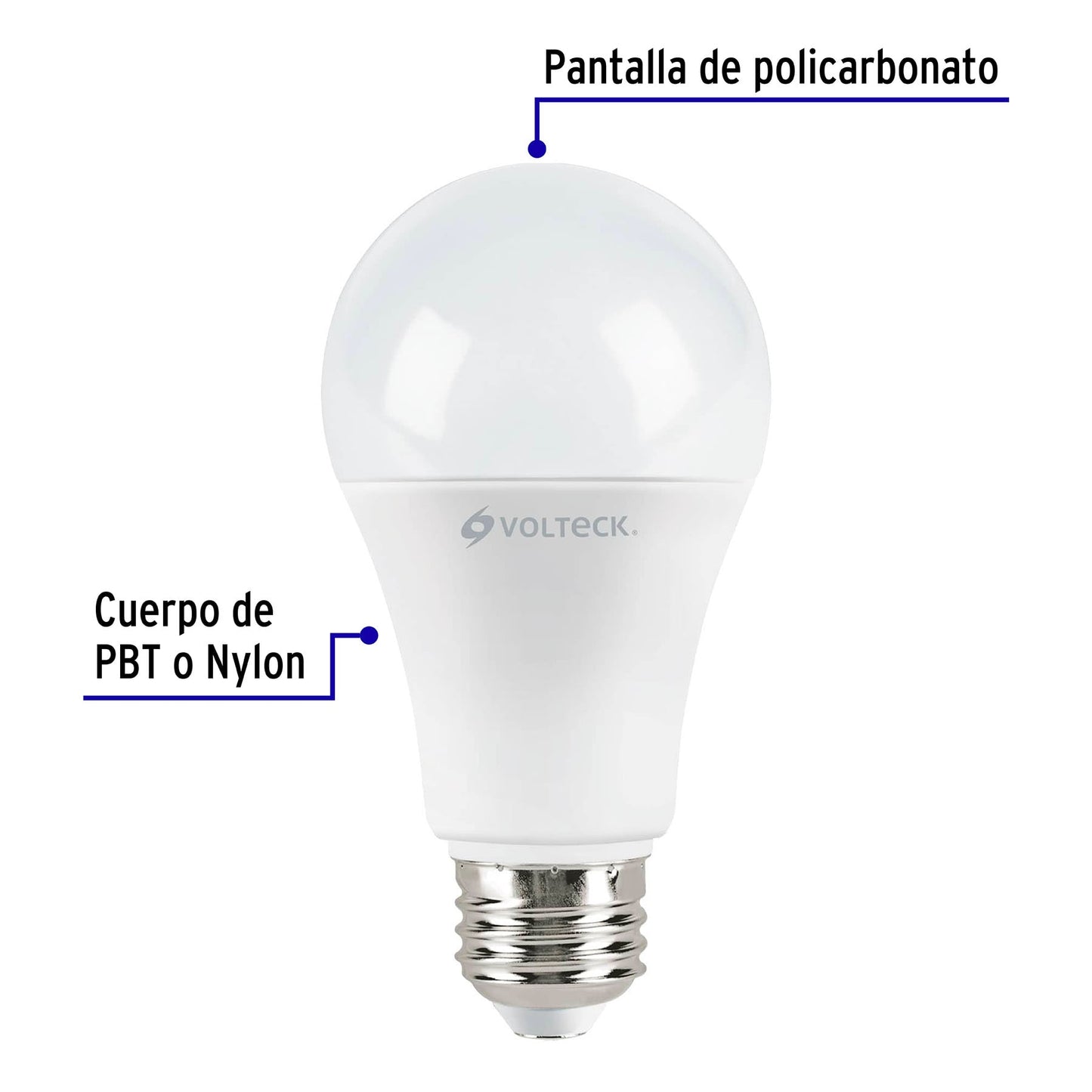 Lámpara LED A19 14 W (equiv. 100 W) luz de día, caja Volteck | LED-100F | 46221
