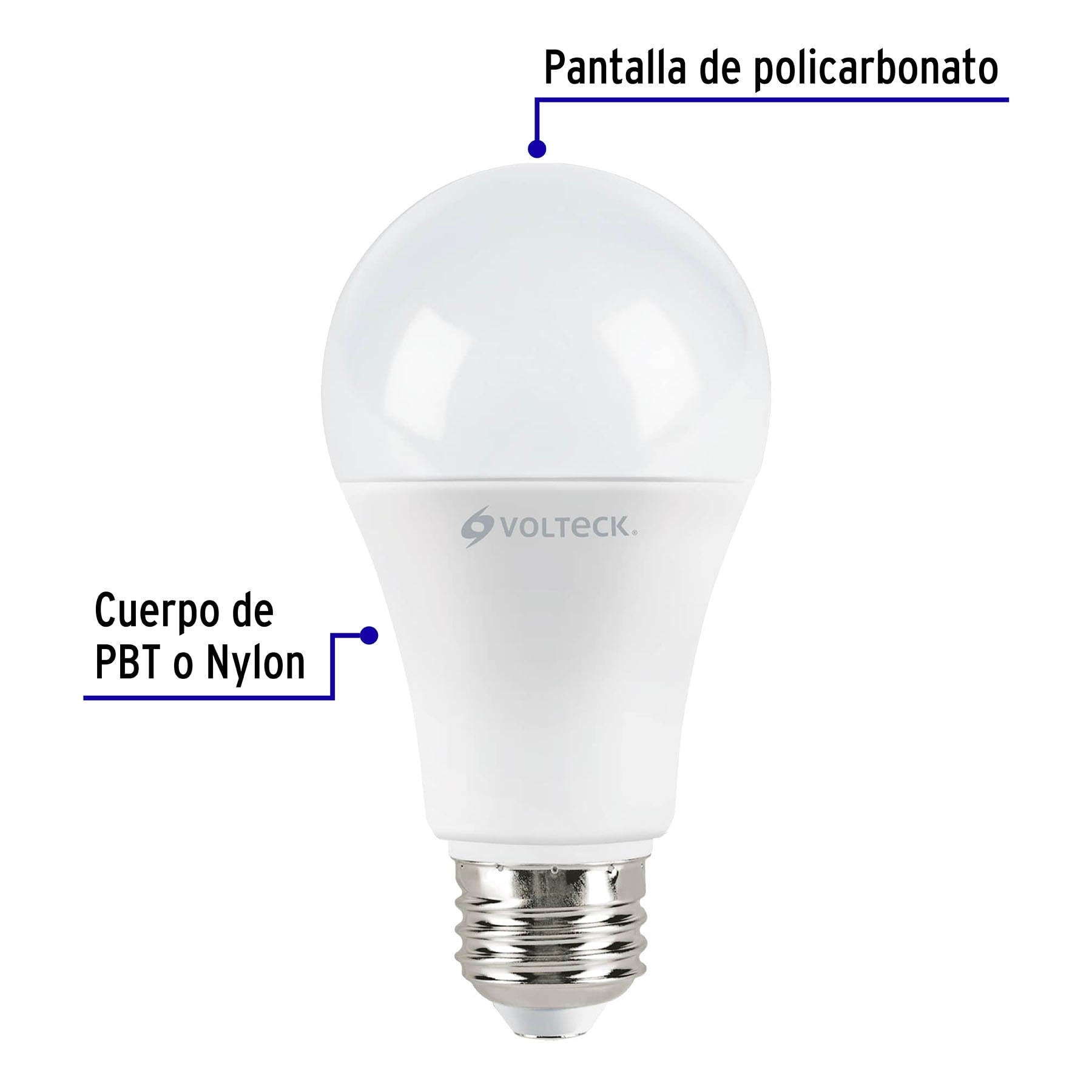 Lámpara LED A19 14 W (equiv. 100 W) luz de día, caja Volteck | LED-100F | 46221