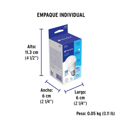 Lámpara LED A19 14 W (equiv. 100 W) luz de día, caja Volteck | LED-100F | 46221