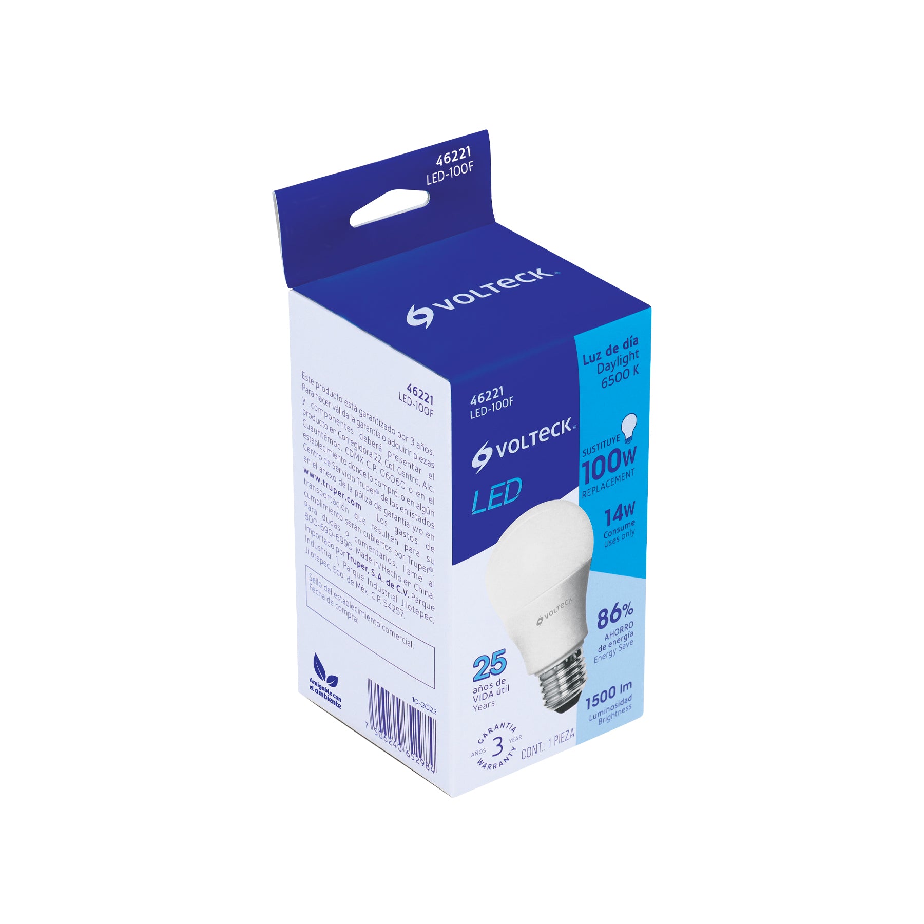 Lámpara LED A19 14 W (equiv. 100 W) luz de día, caja Volteck | LED-100F | 46221