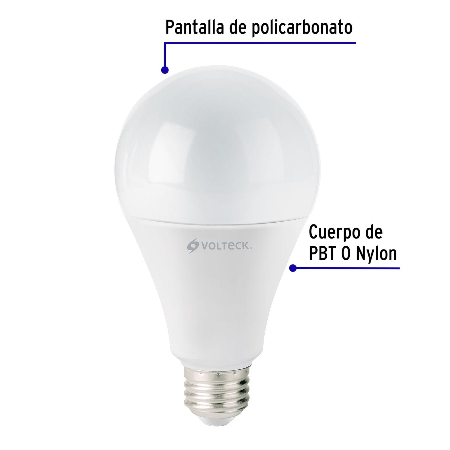 Lámpara LED A25 18 W (equiv. 125 W) luz de día, caja Volteck | LED-125F | 46222