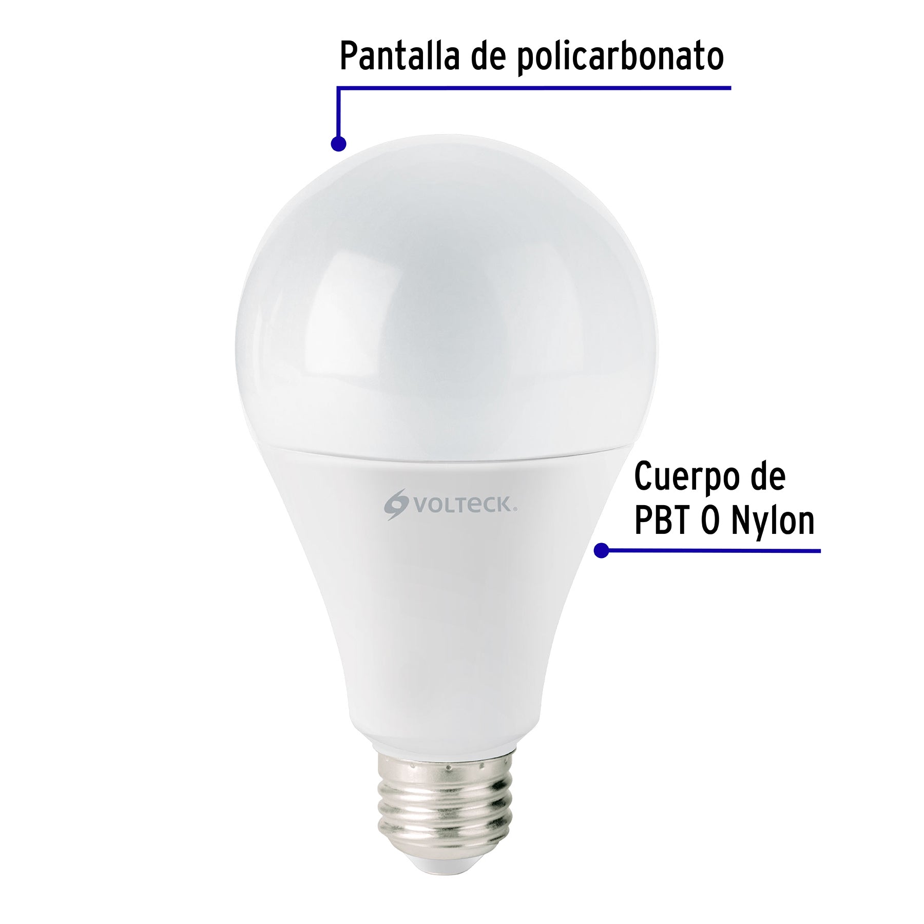 Lámpara LED A25 18 W (equiv. 125 W) luz de día, caja Volteck | LED-125F | 46222