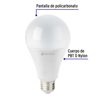 Lámpara LED A25 18 W (equiv. 125 W) luz de día, caja Volteck | LED-125F | 46222