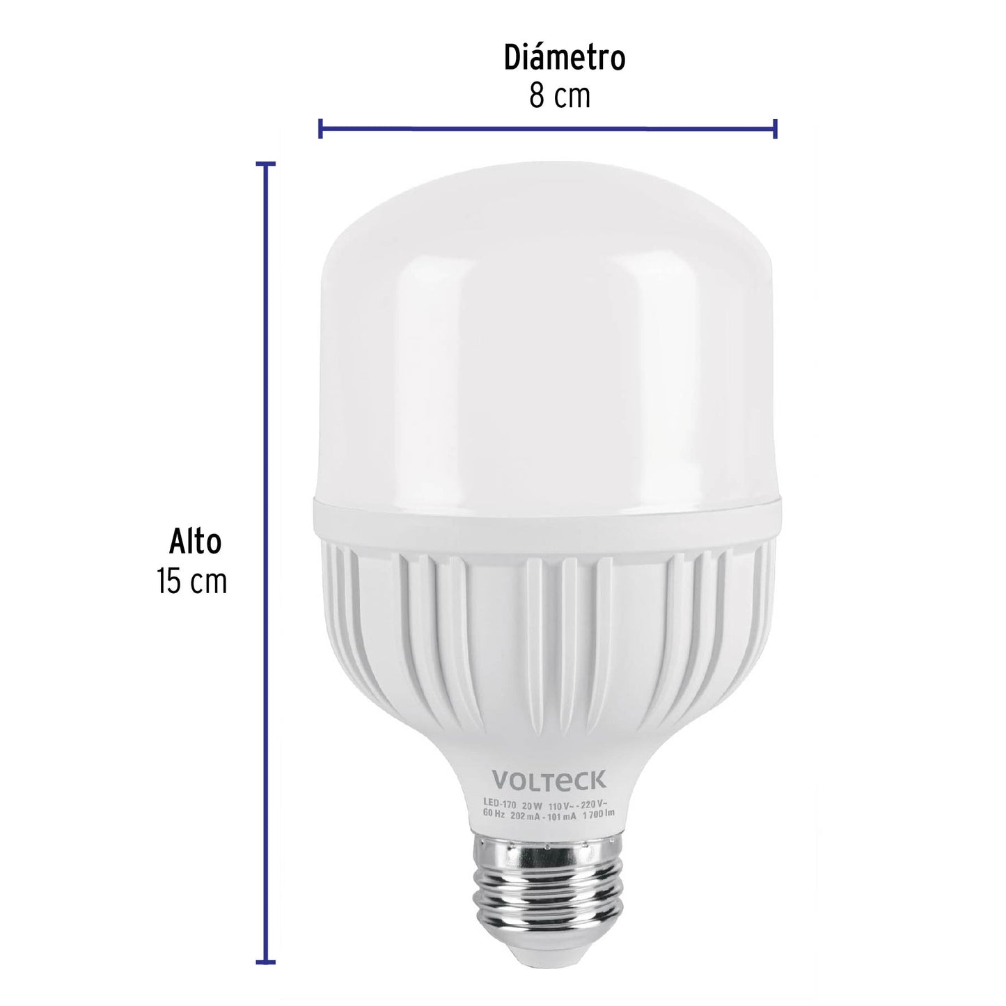 Lámpara LED alta potencia 20 W (equiv. 170 W), luz de día | LED-170 | 46225