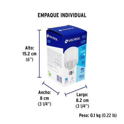 Lámpara LED alta potencia 20 W (equiv. 170 W), luz de día | LED-170 | 46225