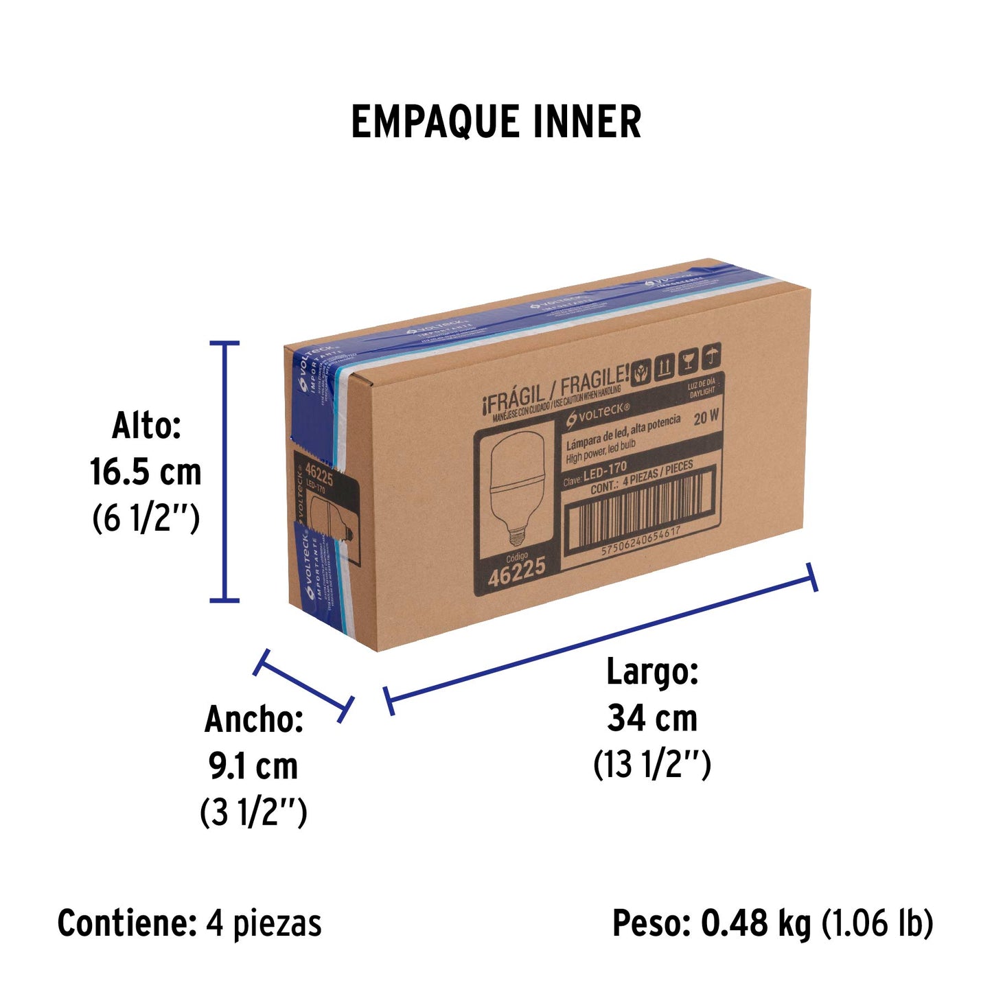 Lámpara LED alta potencia 20 W (equiv. 170 W), luz de día | LED-170 | 46225