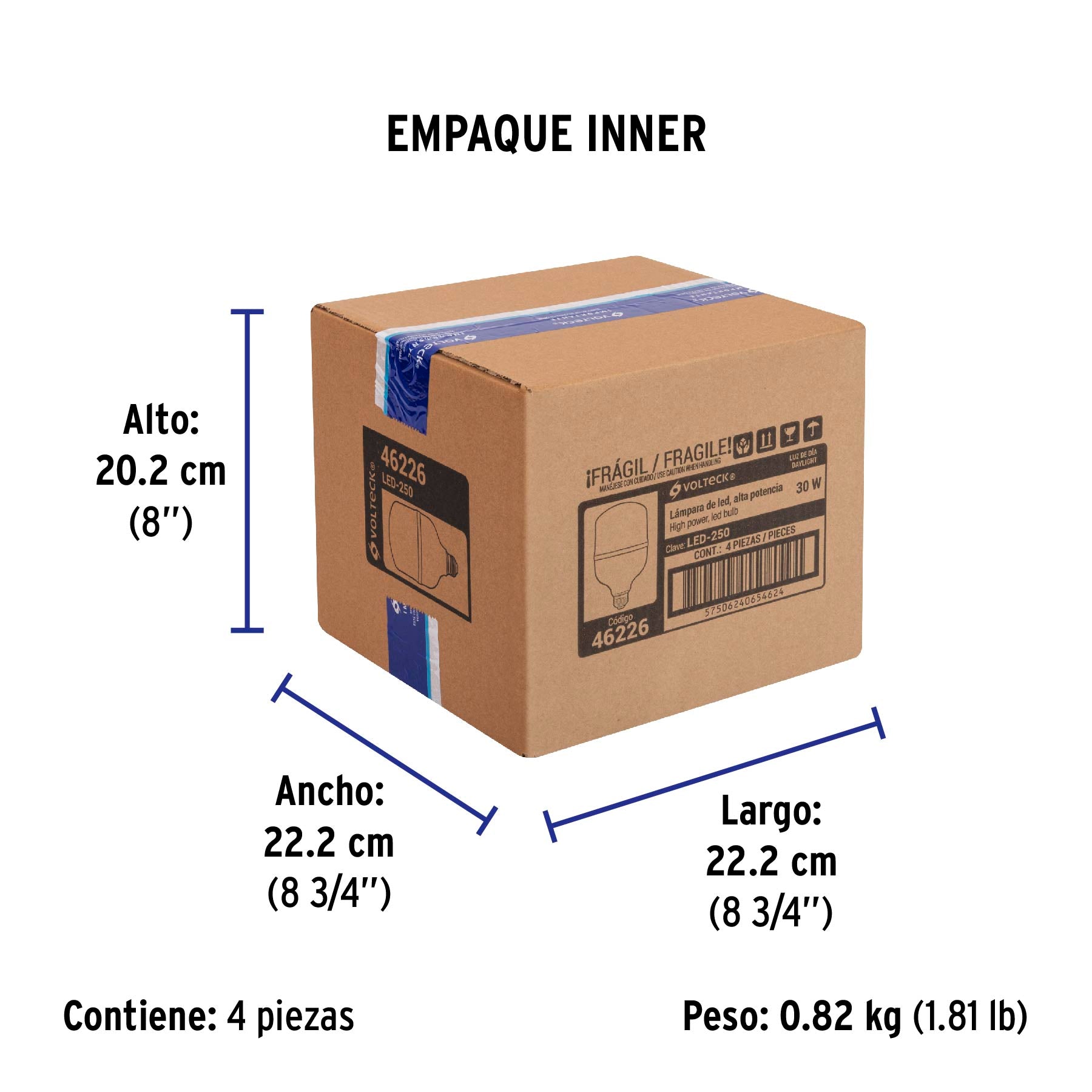 Lámpara LED alta potencia 30 W (equiv. 250 W), luz de día | LED-250 | 46226