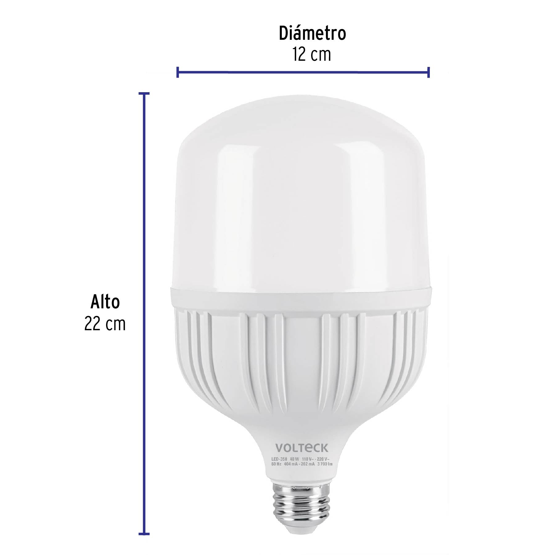 Lámpara LED alta potencia 40 W (equiv. 350 W), luz de día | LED-350 | 46227