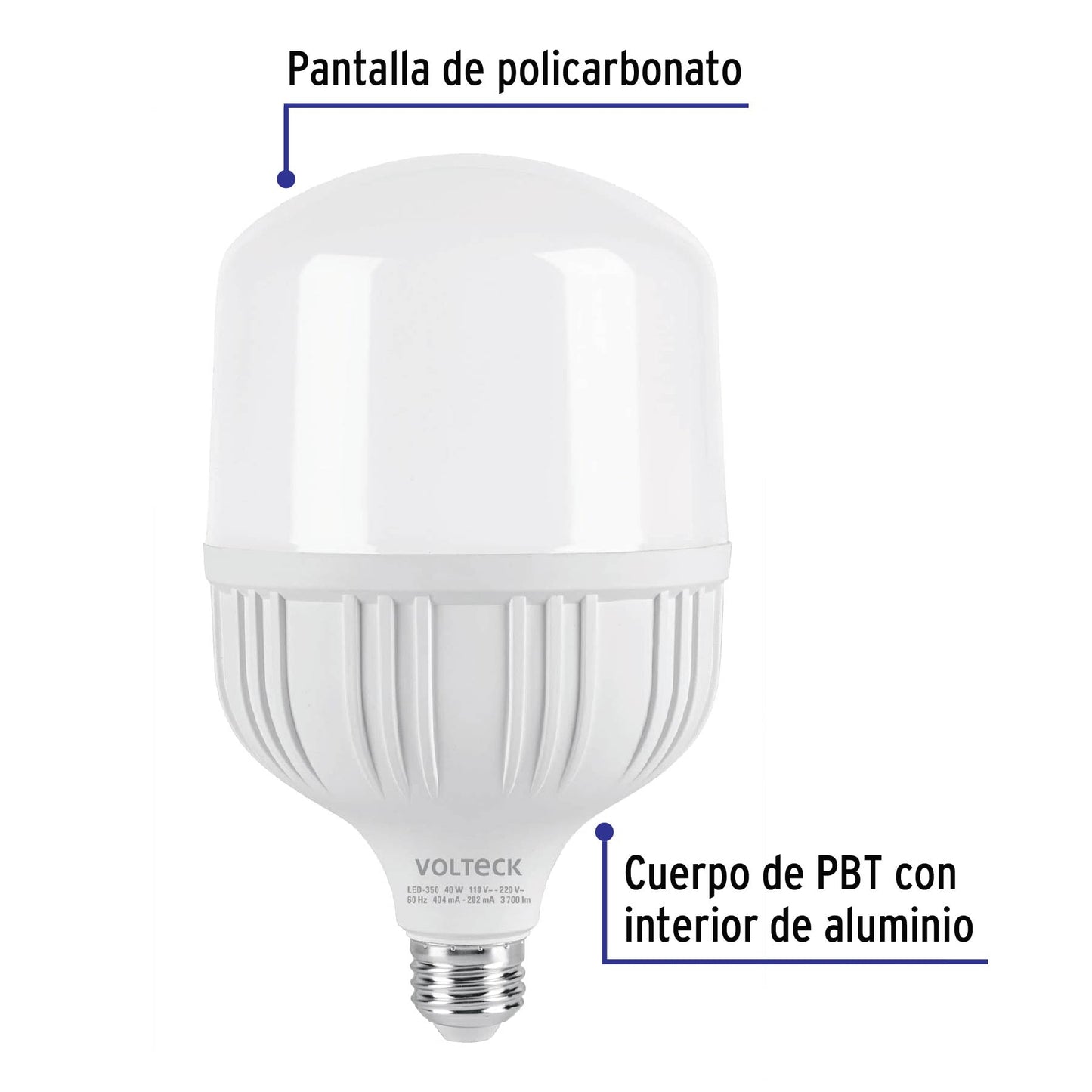 Lámpara LED alta potencia 40 W (equiv. 350 W), luz de día | LED-350 | 46227