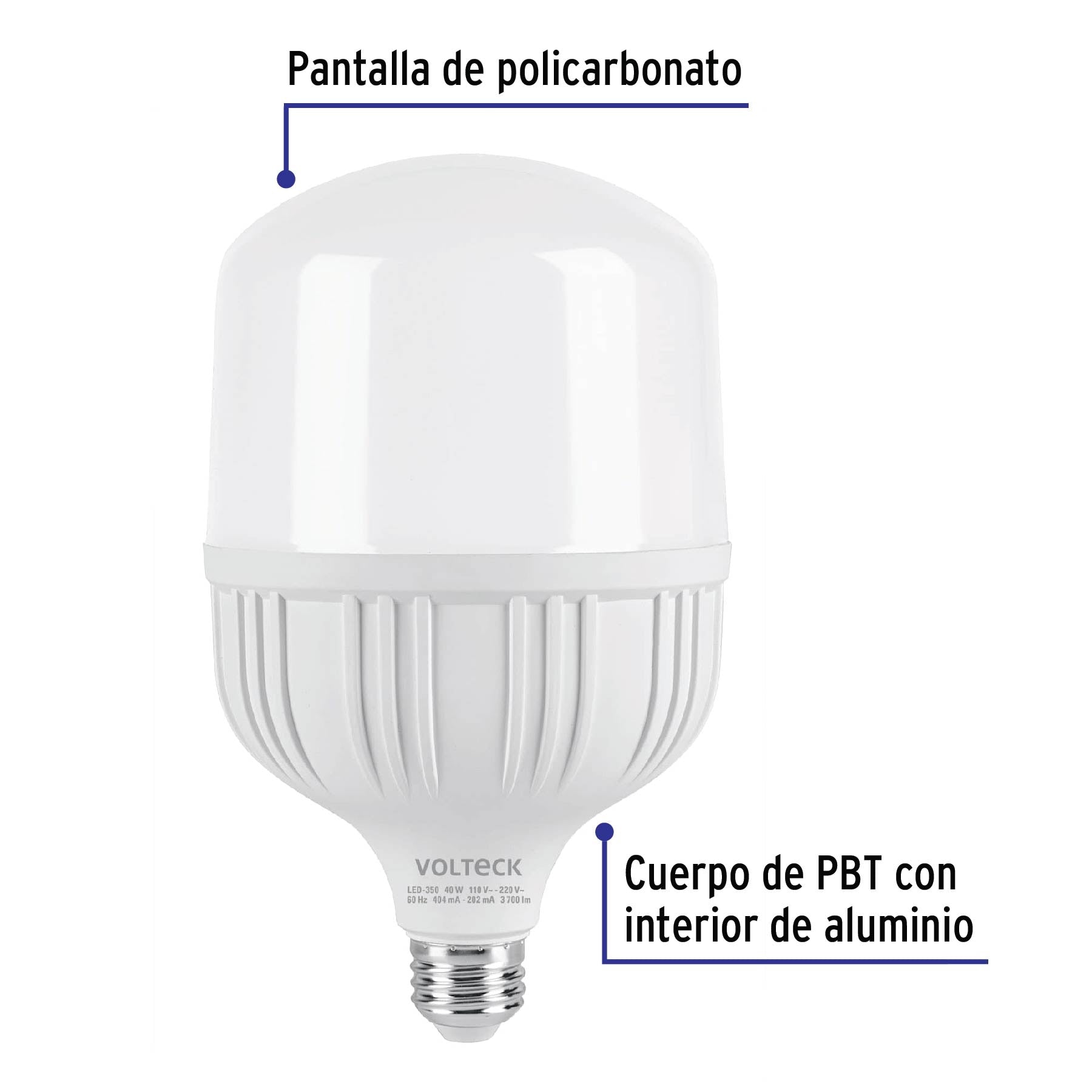 Lámpara LED alta potencia 40 W (equiv. 350 W), luz de día | LED-350 | 46227