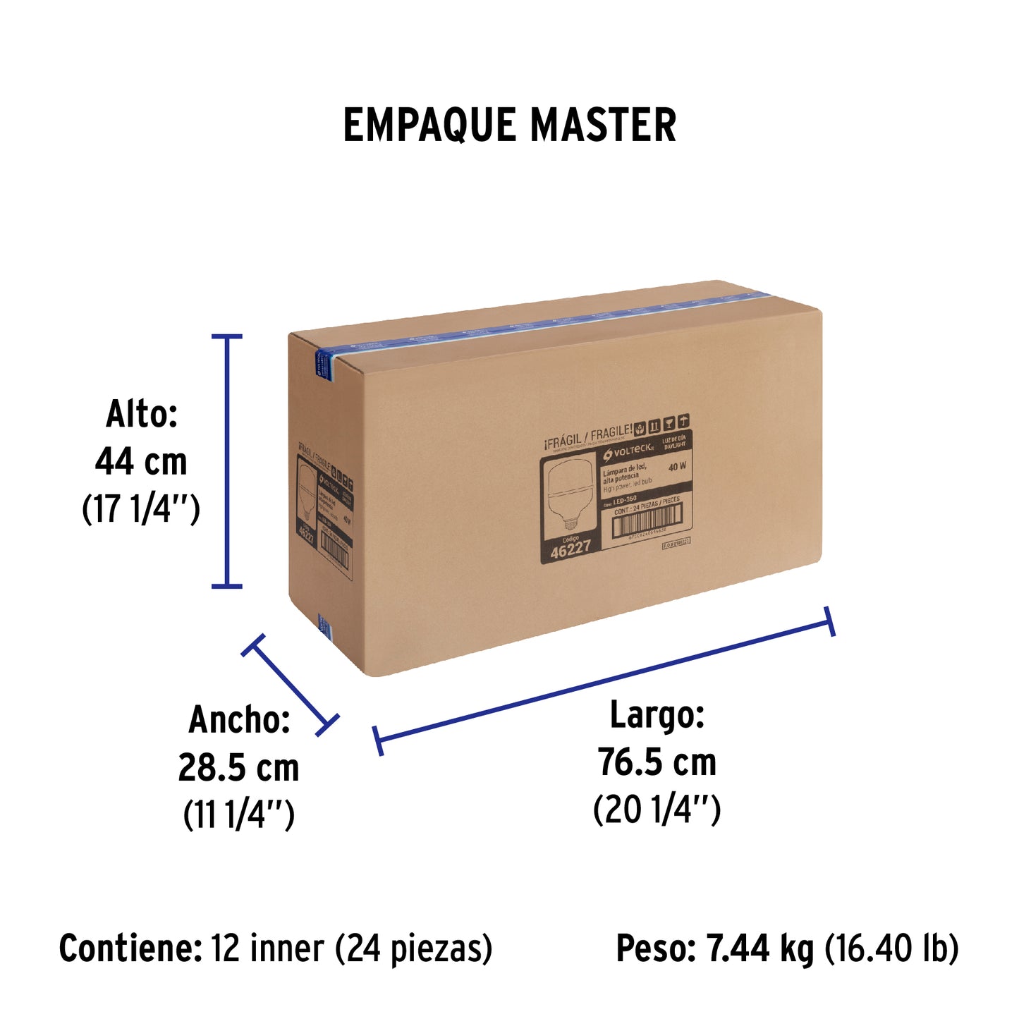 Lámpara LED alta potencia 40 W (equiv. 350 W), luz de día | LED-350 | 46227