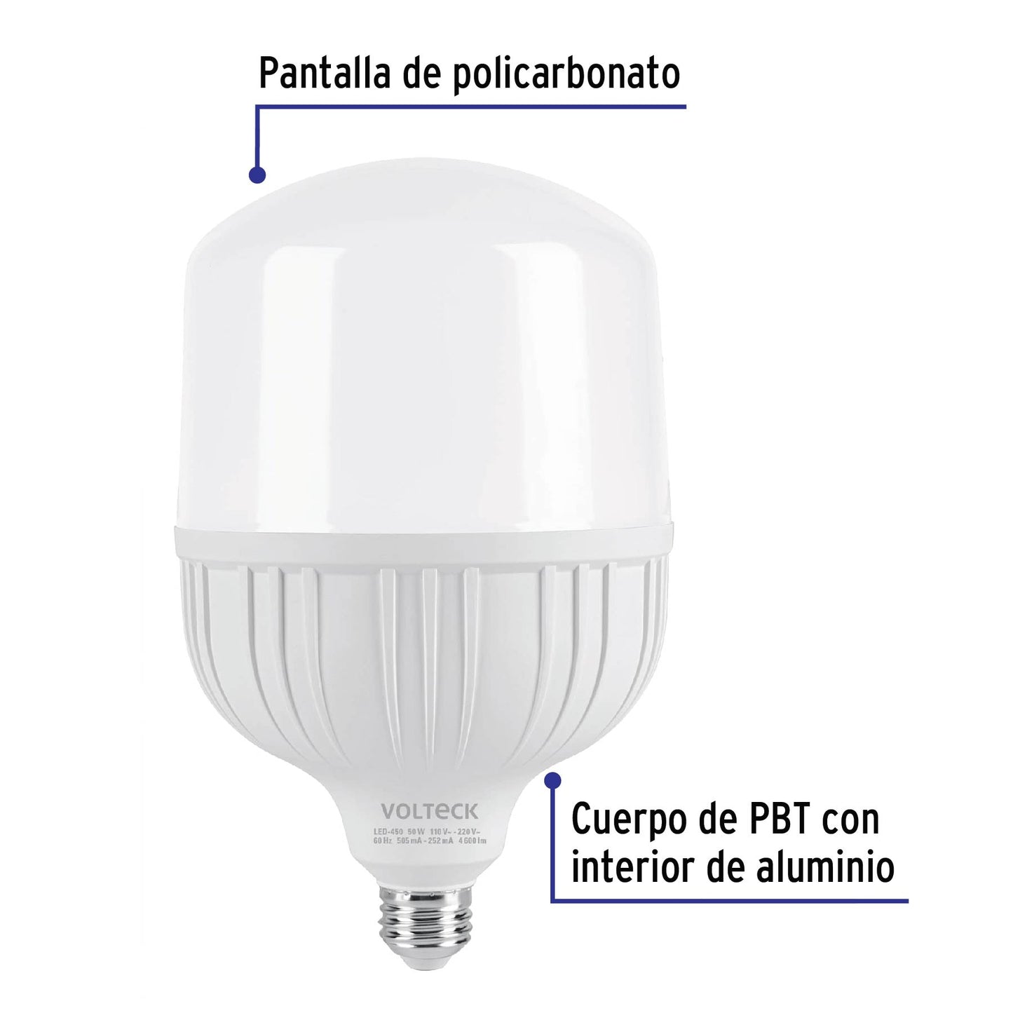 Lámpara LED alta potencia 50 W (equiv.450 W), luz de día | LED-450 | 46228