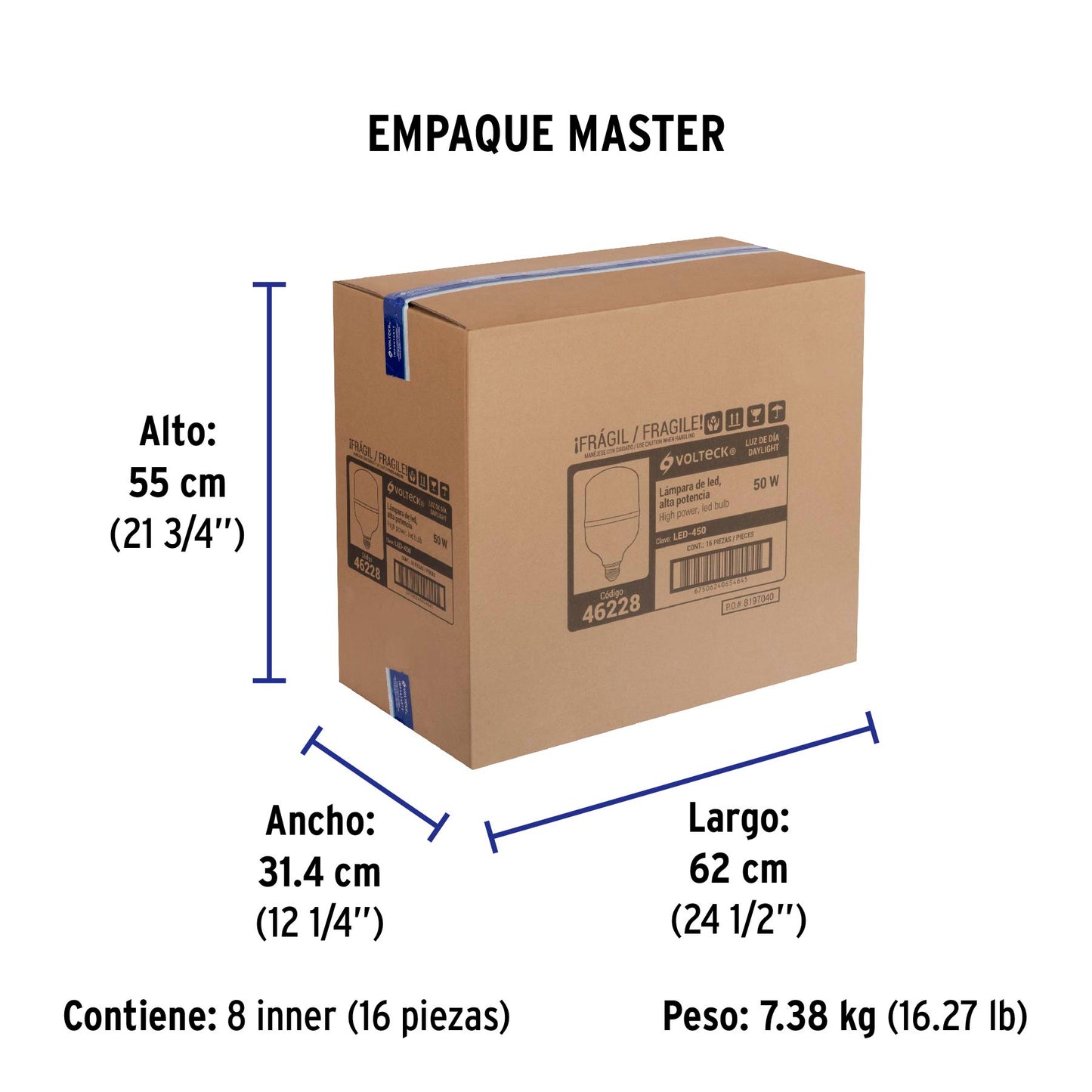 Lámpara LED alta potencia 50 W (equiv.450 W), luz de día | LED-450 | 46228