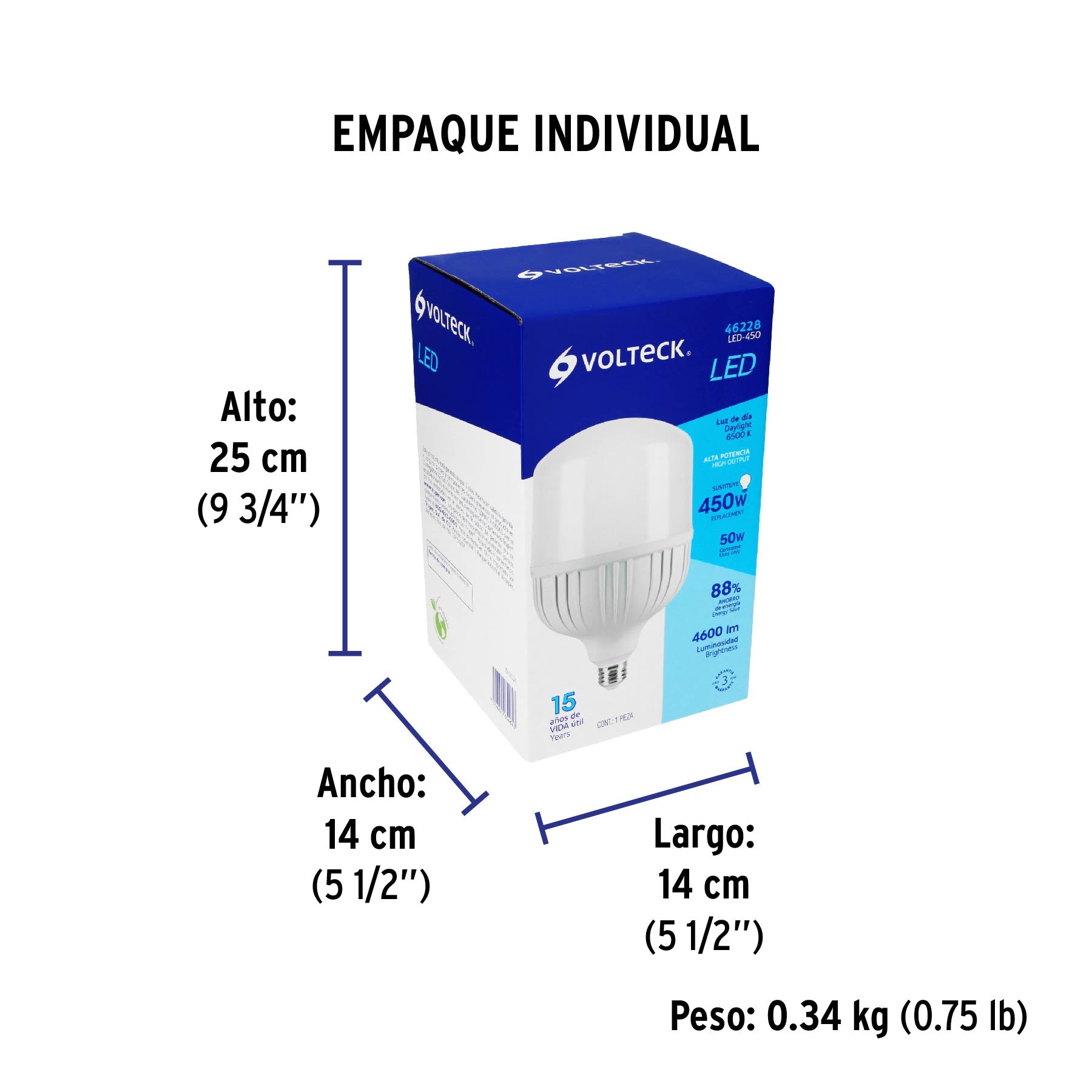 Lámpara LED alta potencia 50 W (equiv.450 W), luz de día | LED-450 | 46228