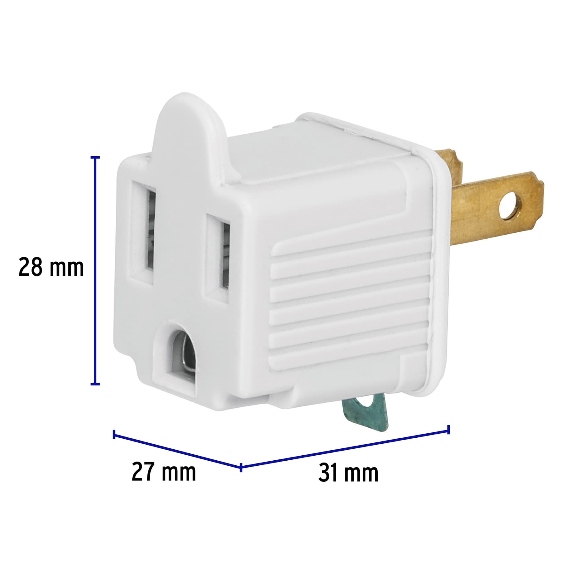 Adaptador 3 a 2, blanco, a granel, Volteck | AD-32B-G | 46255