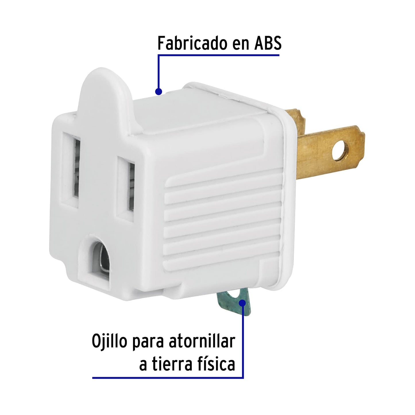 Adaptador 3 a 2, blanco, a granel, Volteck | AD-32B-G | 46255