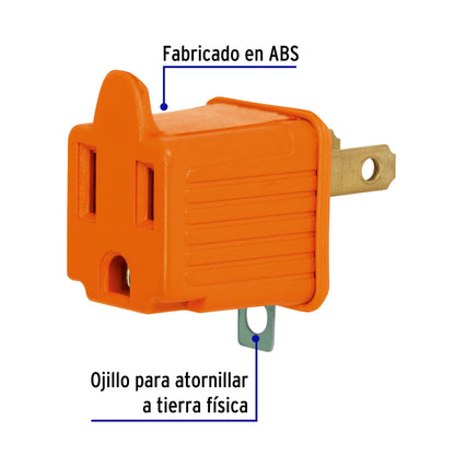 Adaptador 3 a 2, naranja, a granel, Volteck | AD-32N-G | 46256