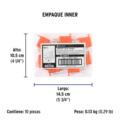 Adaptador 3 a 2, naranja, a granel, Volteck | AD-32N-G | 46256