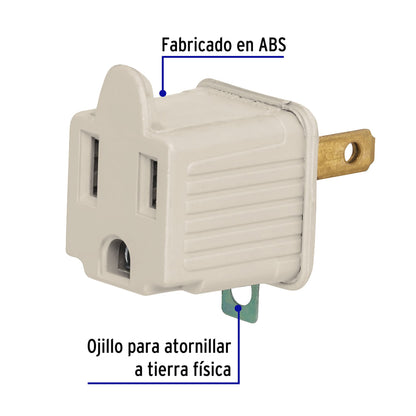 Adaptador 3 a 2, gris, a granel, Volteck | AD-32G-G | 46257